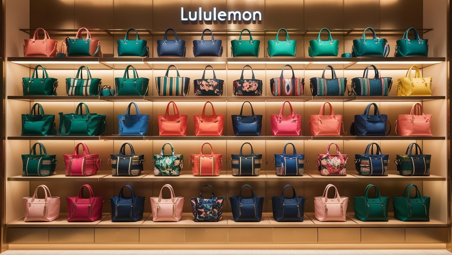 A collection of top Lululemon bags, including belt, diaper, crossbody, tote, shoulder, and sling bags, showcasing stylish designs.