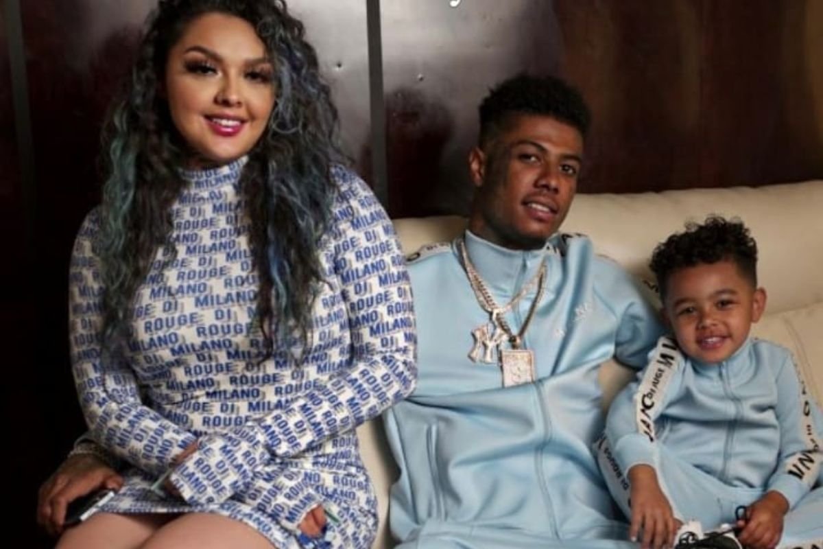 Javaughn J Porter, the son of rapper Blueface, is featured in a candid moment showcasing his youthful charm and personality.